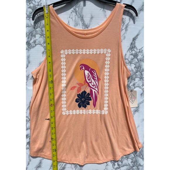 St. Johns Bay Womens Peach Tank Top With Parrot Graphic Design Sleeveless Size L - Picture 3 of 6